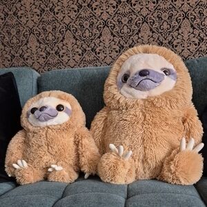 Adorable Tan Sloth Plush Set